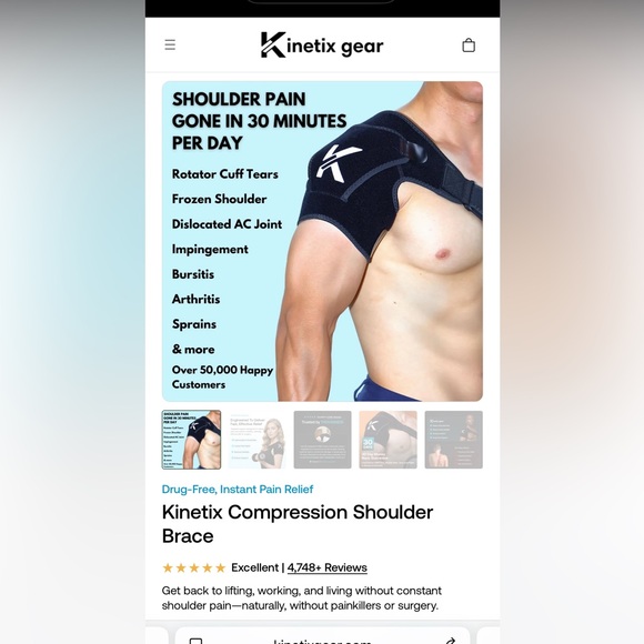 Kinetix Gear Black Compression Shoulder Braces - Picture 8 of 9